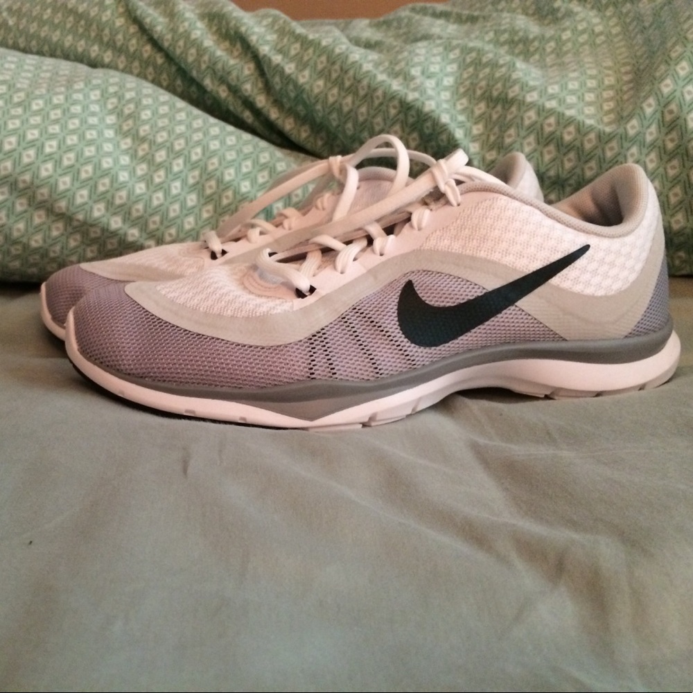 White and gray Nike sneakers