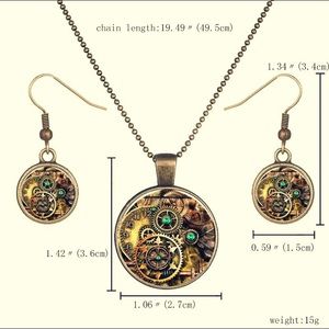 Vintage Cabochon Glass Earrings & Necklace