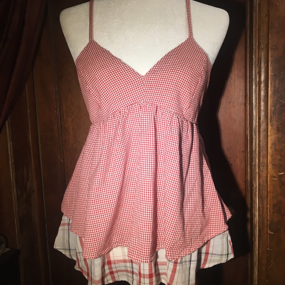Romeo & Juliet Couture Layered Red Gingham Tank