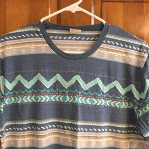 Hollister blue and multi color striped tee