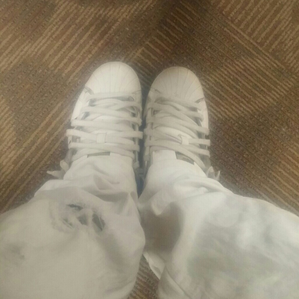 White and black shell toes