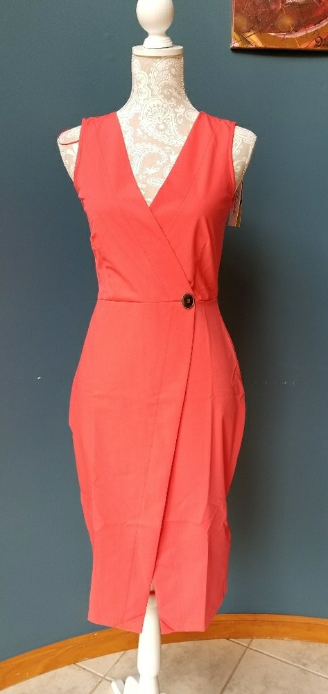 Modcloth Come Into Fasten Coral Sheath Dress S 8