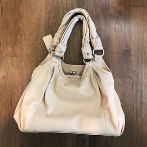 Auth Coach Leather Tan/Cream Satchel