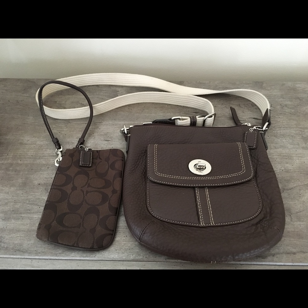 Coach leather crossbody & matching coin purse