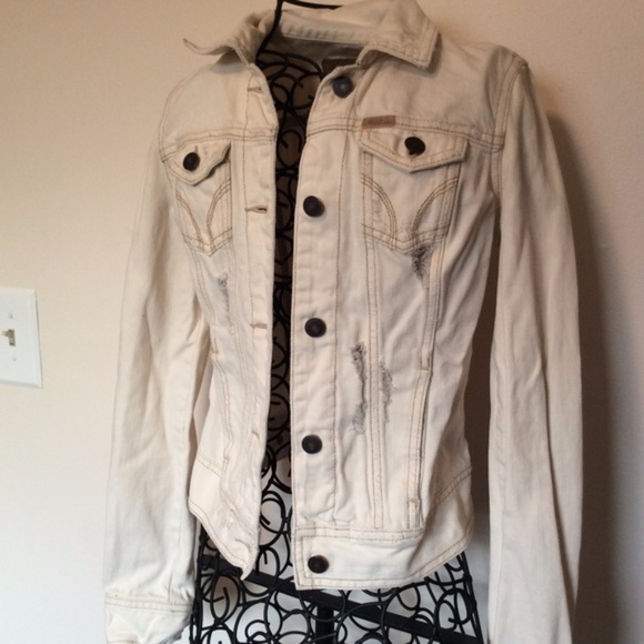 distressed white jean jacket - Picture 5 of 7
