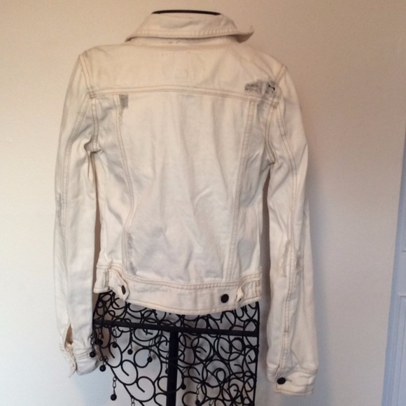 distressed white jean jacket - Picture 6 of 7
