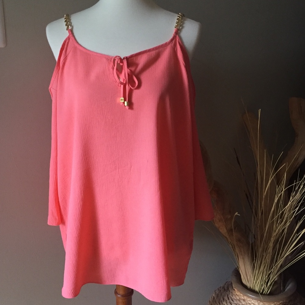 NWT Michael Kors "cold shoulder" coral top. LP