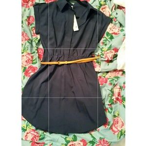 Dark blue shirt dress with belt
