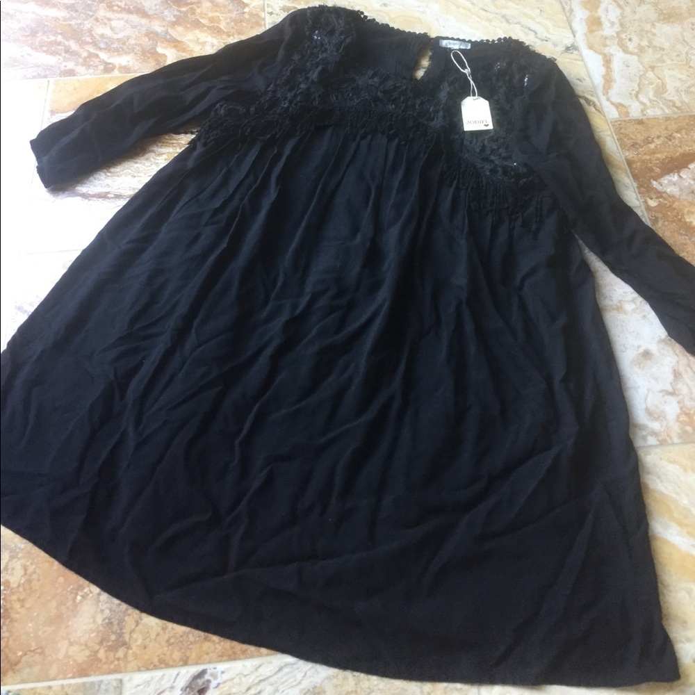 Jodifl Little Black cotton mini dress w/full skirt