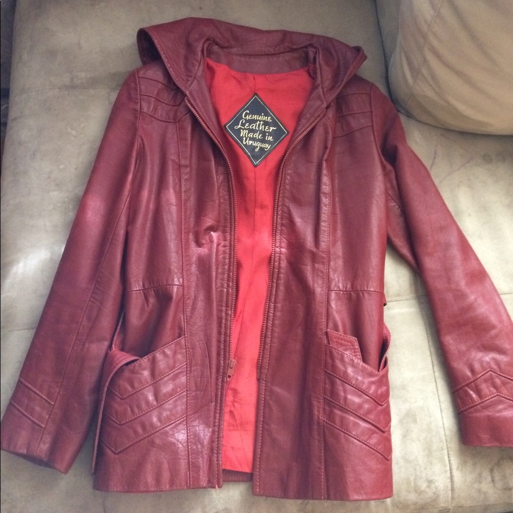Vintage 1970s red leather jacket