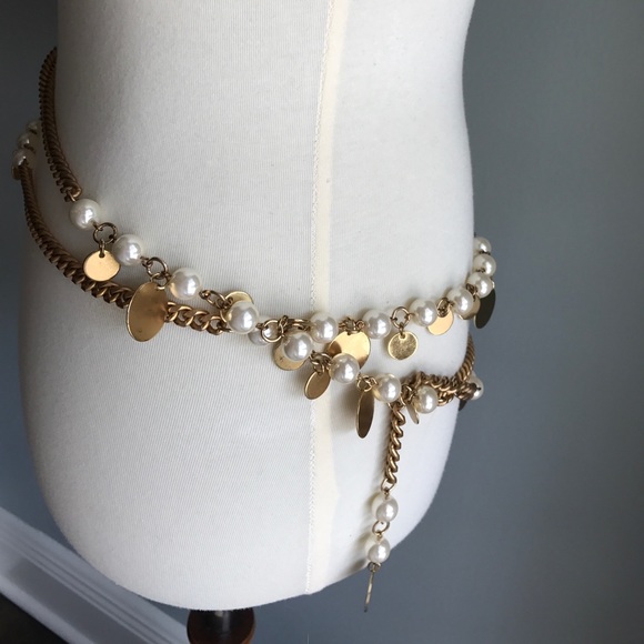 Worth Chanel style gold and pearl adjustable belt or necklace - Picture 2 of 4