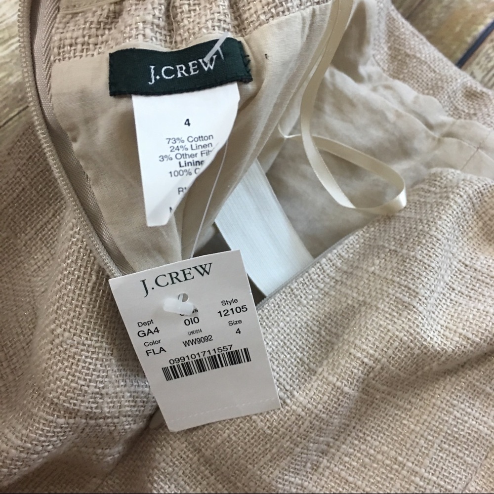 J.Crew NWT Linen Cotton Strapless Dress Size 4 - Picture 4 of 5