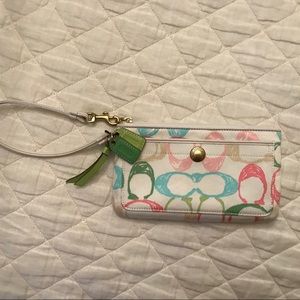 Coach Pastel White Scribble Wristlet