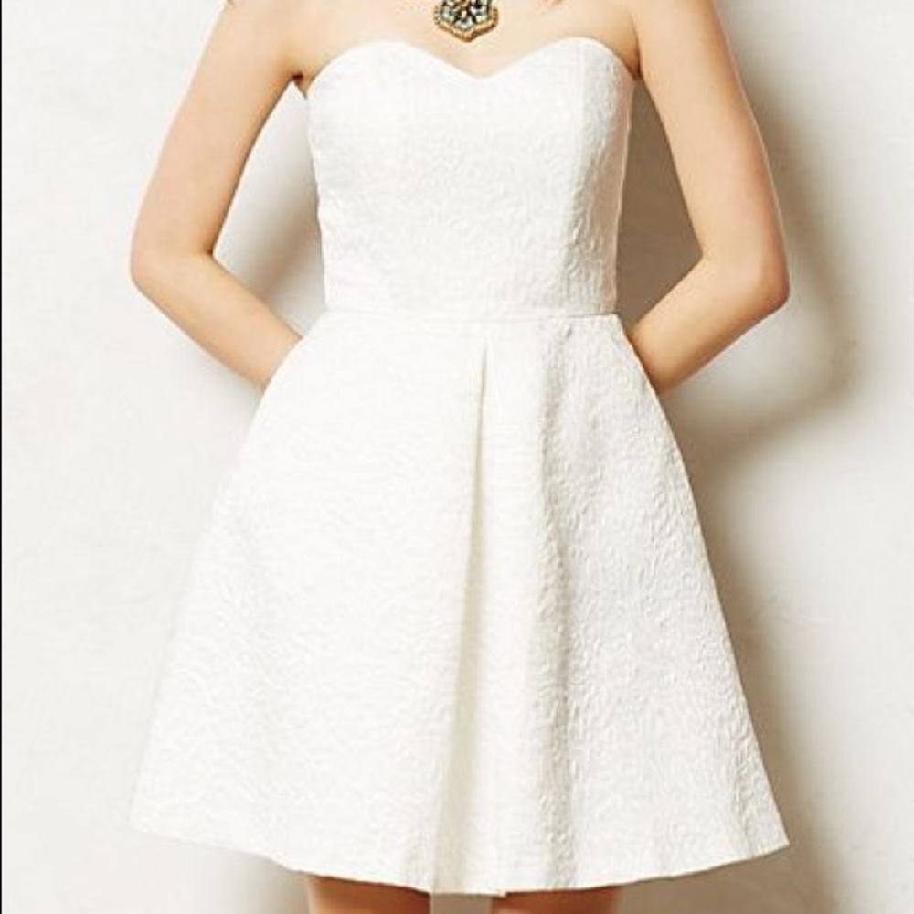 Hunter Bell white strapless fit and flare dress