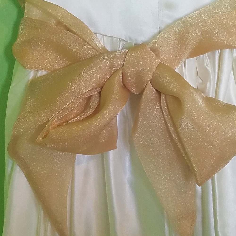 Cream Satin Girls Dress