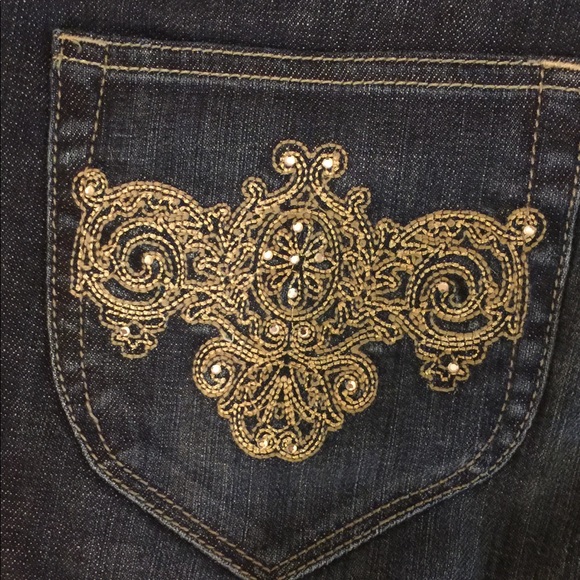 Women's Express Stella boot X2 Dark Wash w/gold - Picture 7 of 8