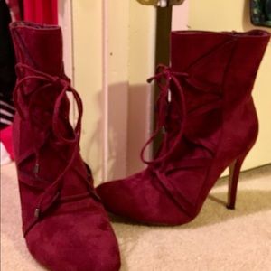 Red Suede Booties