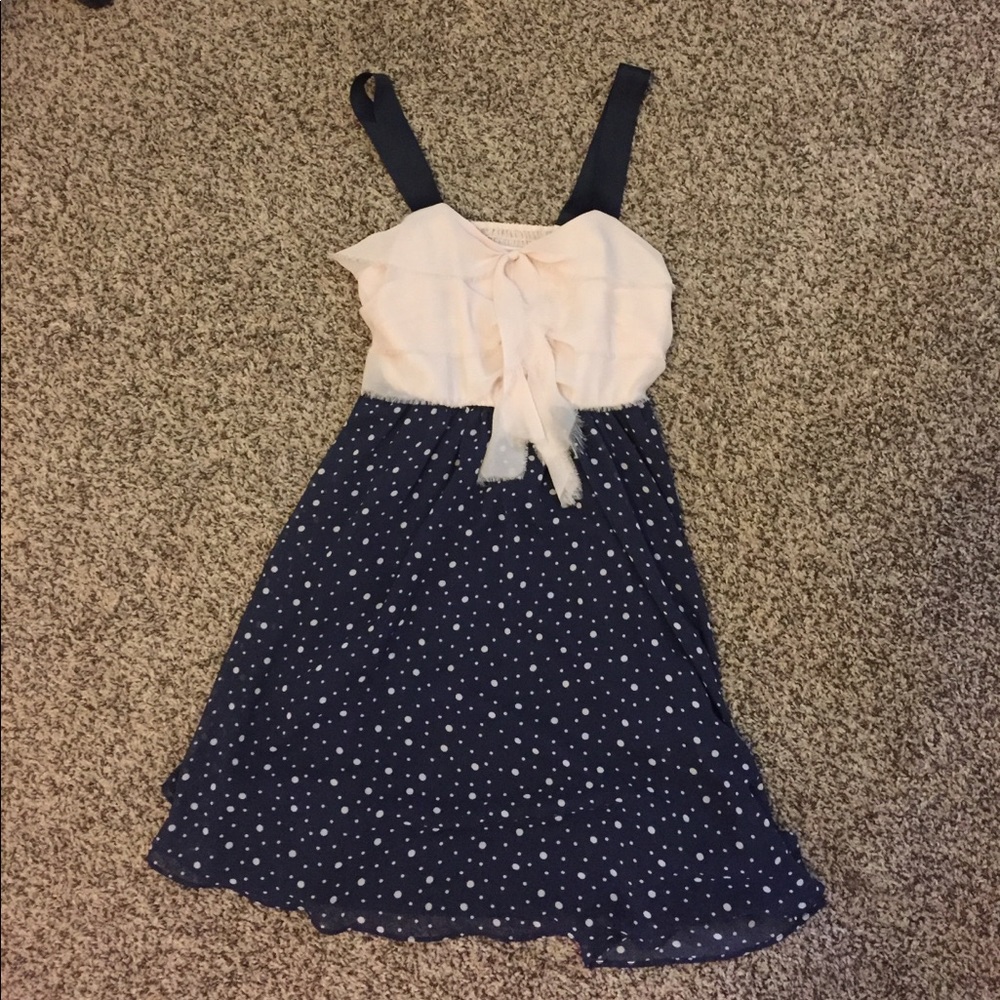 Lauren Conrad navy blue and cream dress