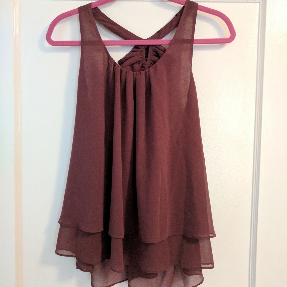 Burgundy ruffle tank