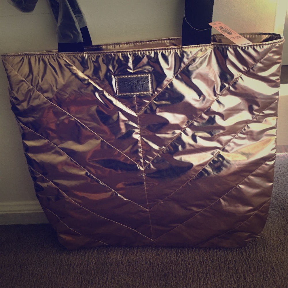 Victoria's Secret Shiny gold tote.