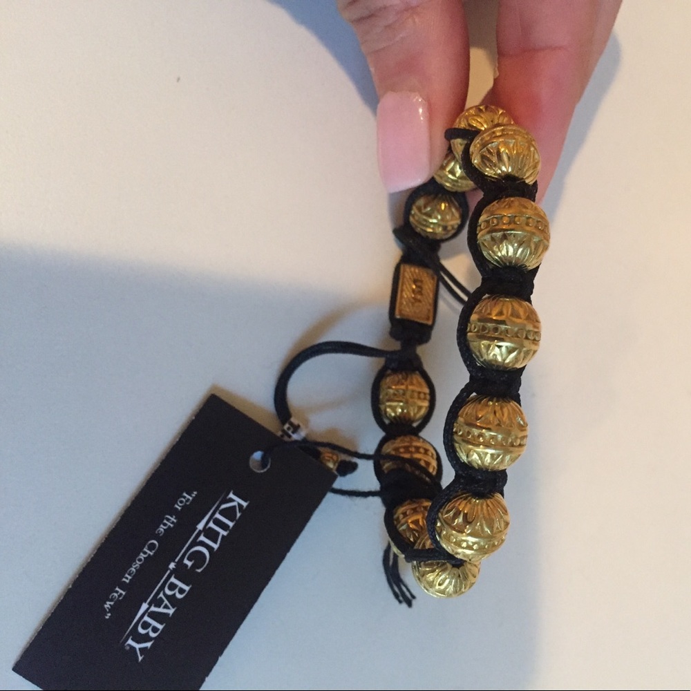 Iconic King Baby Macrame Brass Bead Bracelet