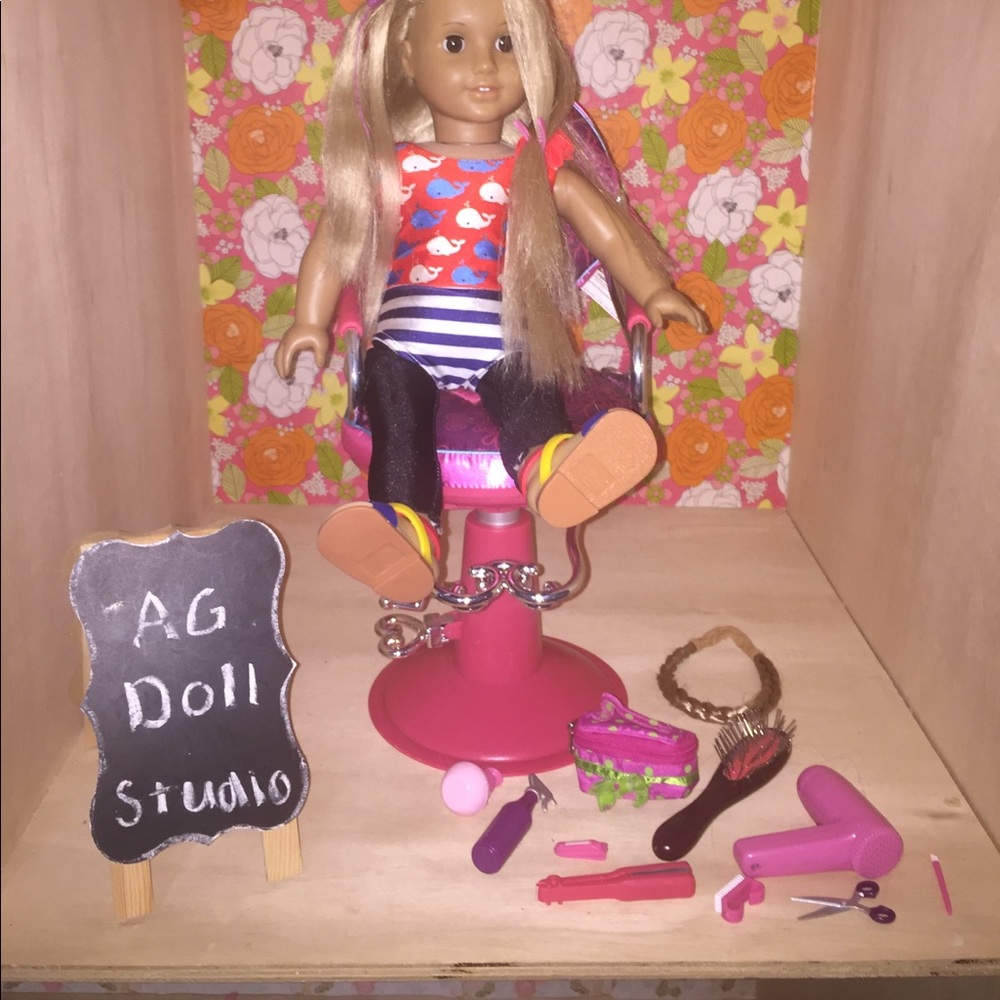 OG DOLL chair, chalkboard, and accessories