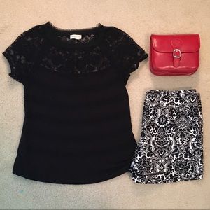 Anthropologie- Meadow Rue Black Lace Top