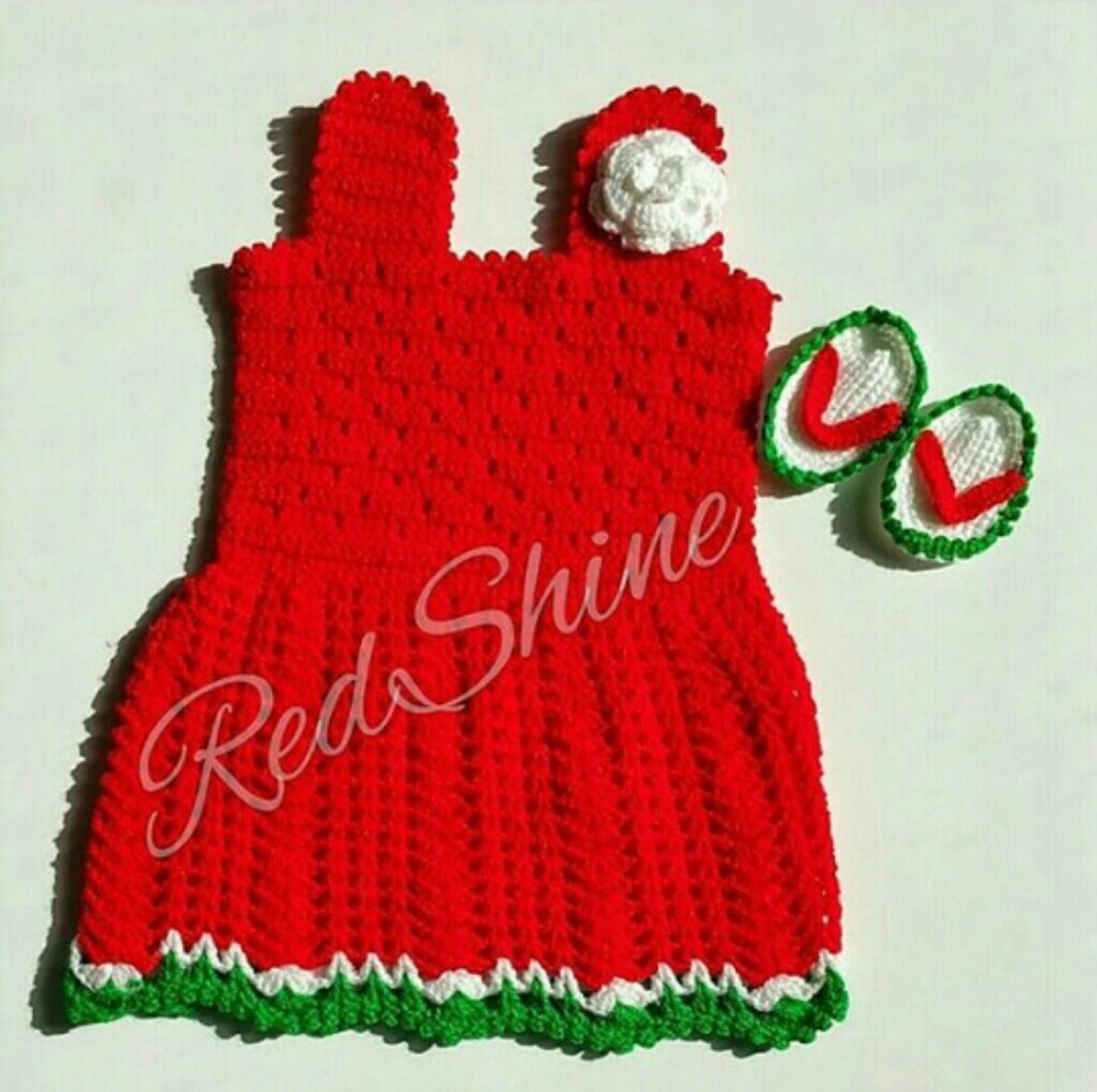 Baby girls handmade crochet watermelon dress
