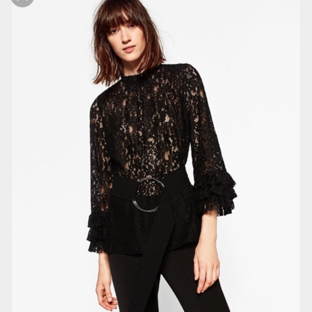 Zara black lace blouse NWOT