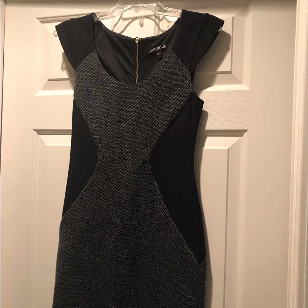Black & Gray express dress with gold zipper detail