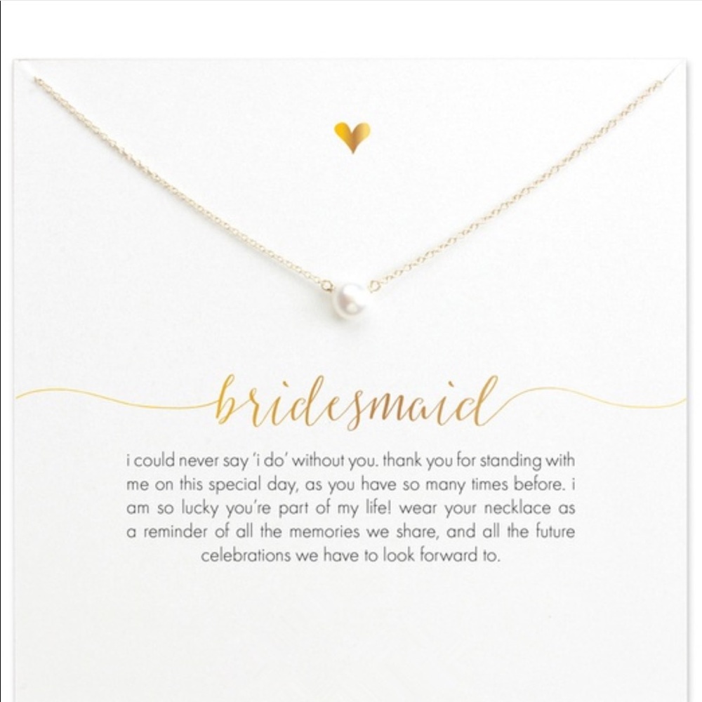 Bridesmaid pearl necklace with card.