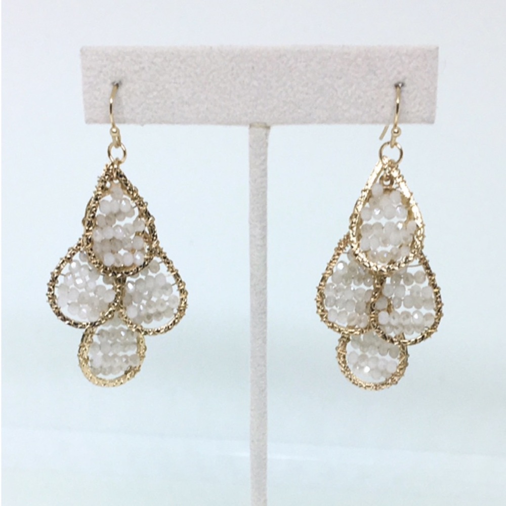 White Beaded Earrings