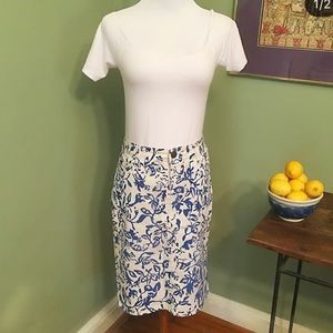 DVF & Current/Elliott Blue & White Denim Skirt