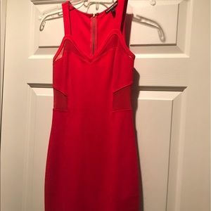 Hot red express dress with mesh detail