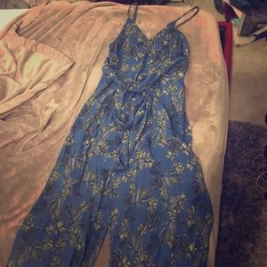 Free People Blue Floral Jumpsuit