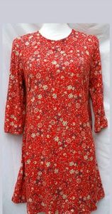 Sold! As U Wish Red Orange Floral Dress Boho