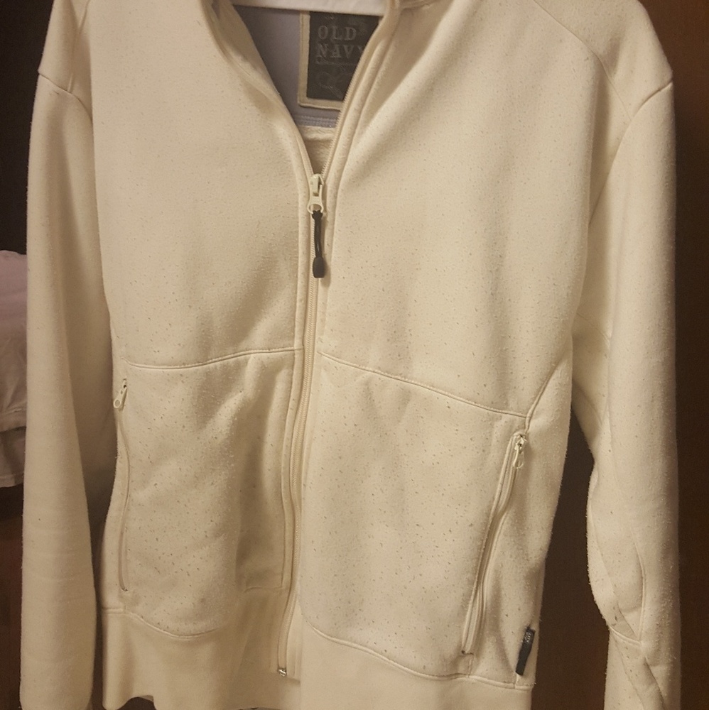 Ivory cotton fall/winter zipper lightweight jacket
