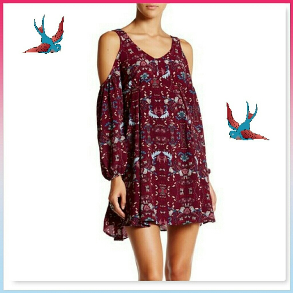 Burgundy Cold Shoulder Dress