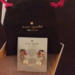 Kate Spade pearl and pink gem cluster earrings