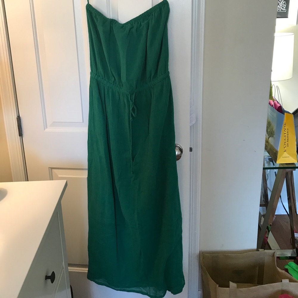 Super flattering! J Crew strapless maxi dress
