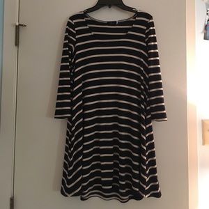 Urban Outiftters navy blue and tan striped dress