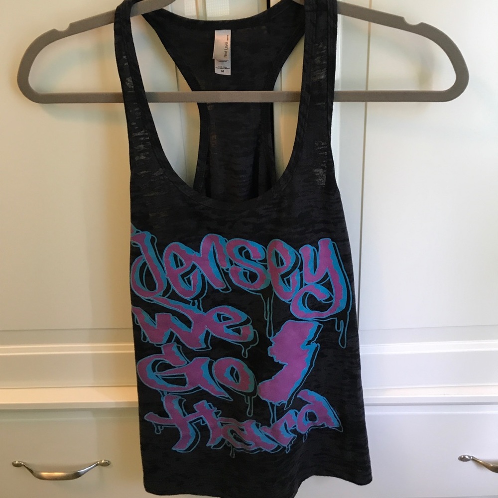 Jersey we go hard racer back tank!