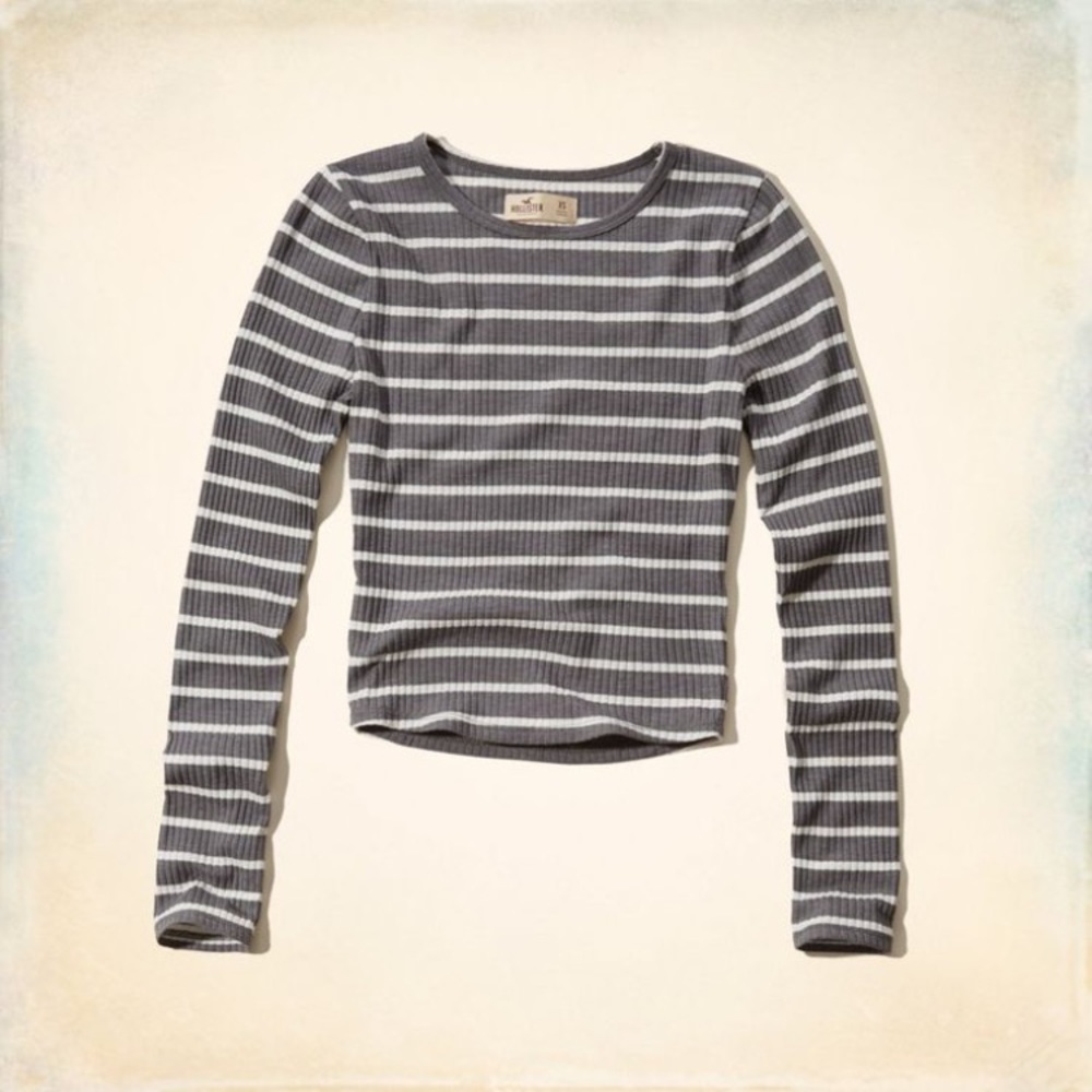 Hollister striped long sleeve crop top sz XS