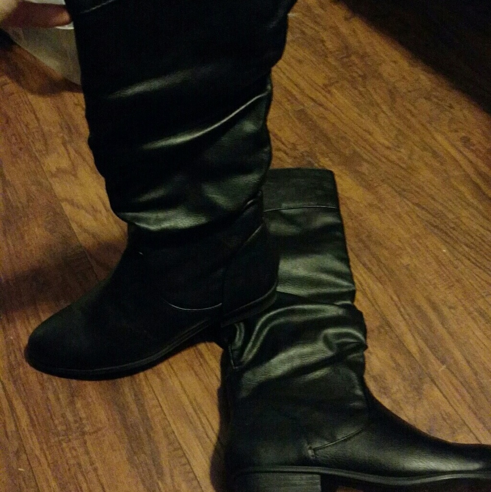 Black patent leather boots