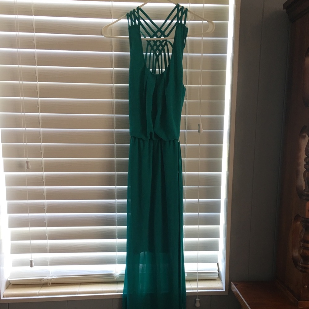 A. Buyer teal maxi dress. Size small