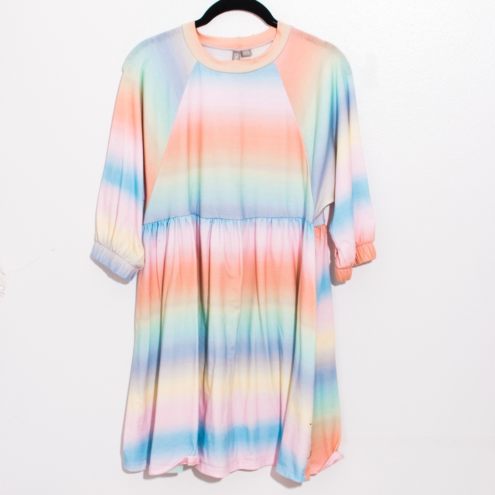 ASOS Rainbow Gradient Smock Dress Long Sleeve