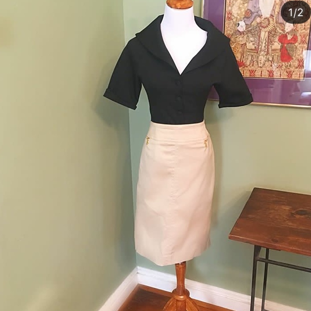 Anne Klein Khaki Pencil Skirt