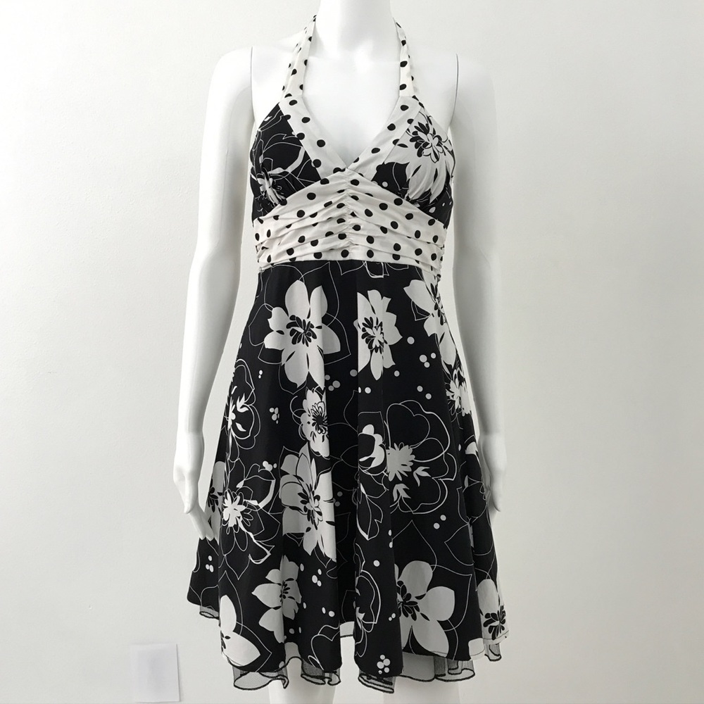 Ruby Rox Polka Dot Floral Tulle Lined Dress