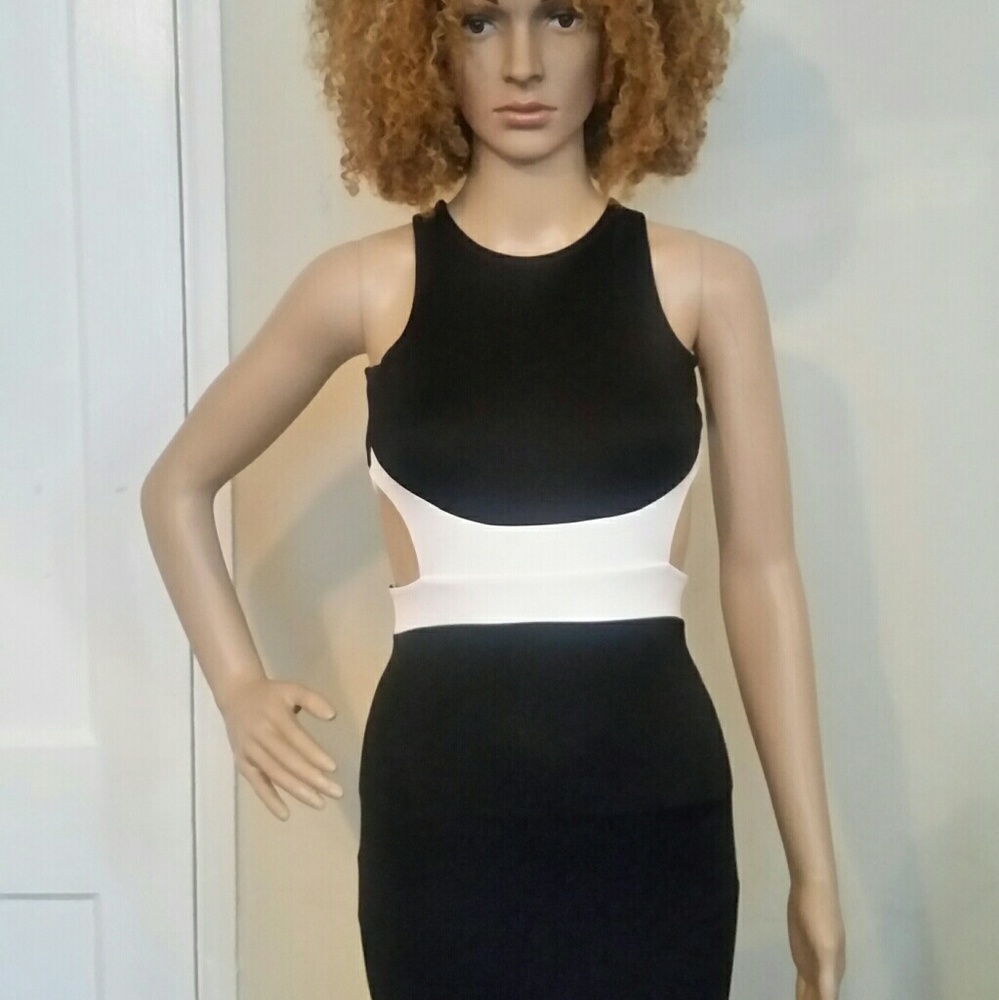 Sexy black and white mini dress