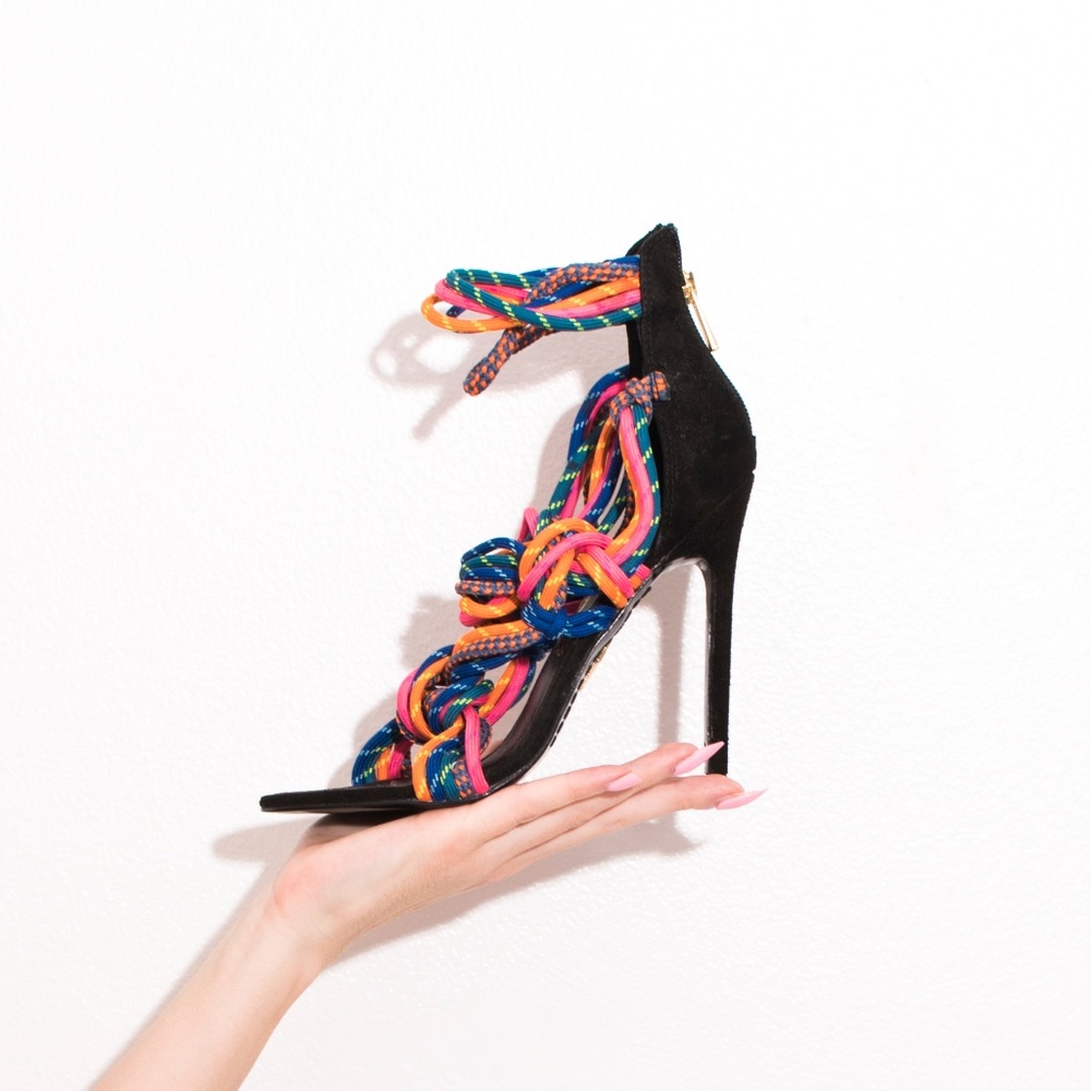 Neon Strappy Braided High Heel Nasty Gal